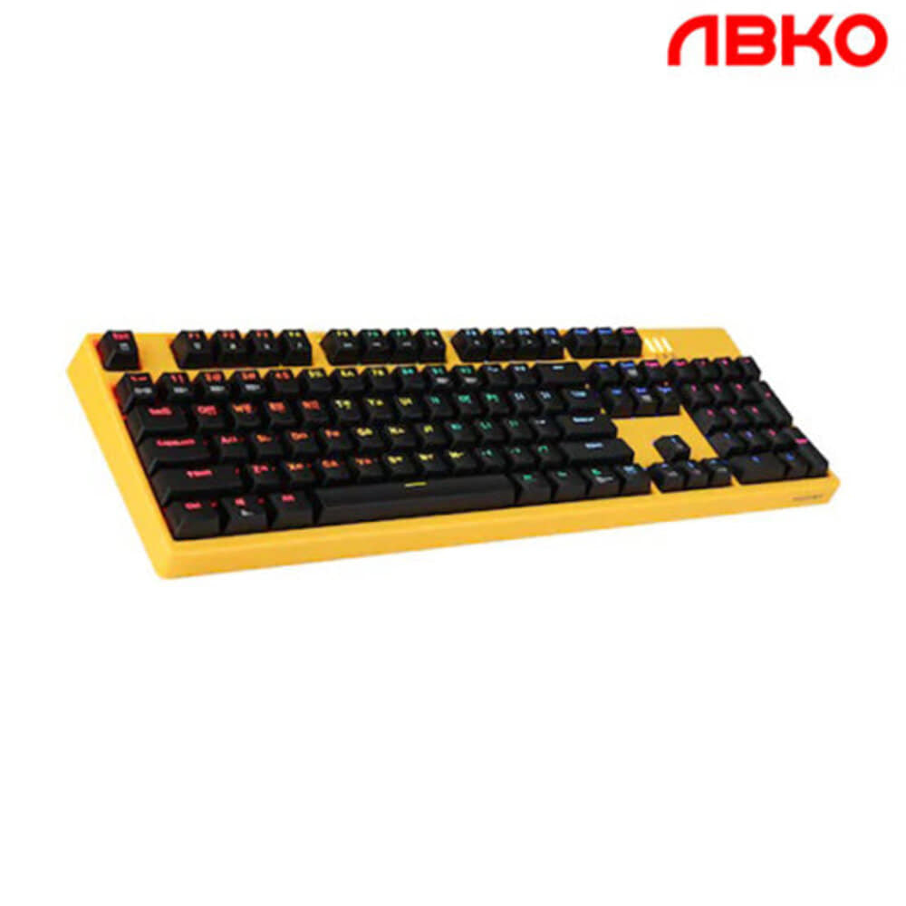 ABKO 앱코 HACKER K660 스페셜 완전방수 카일 광청축 (클릭) 레인보우 LED 옐로우